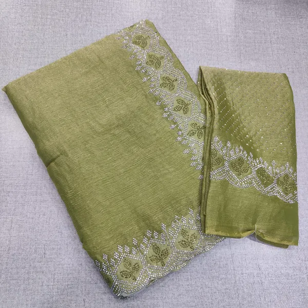 Fendy space silk saree with Double Stone work | SR235